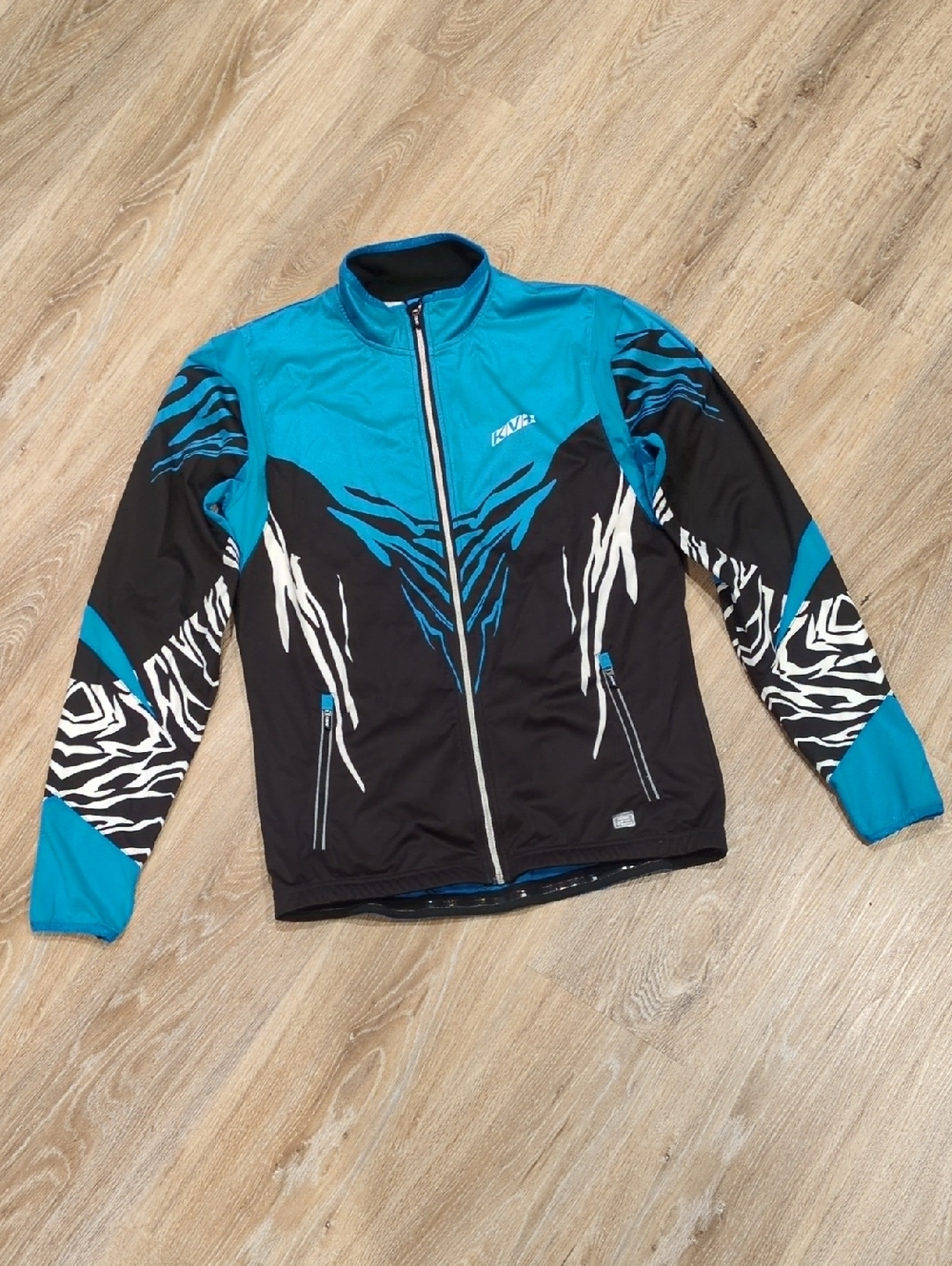 💙⚫KV+ Premium Blue & Black Graphic Zip-Up Jacket Women's Size L💙⚫
